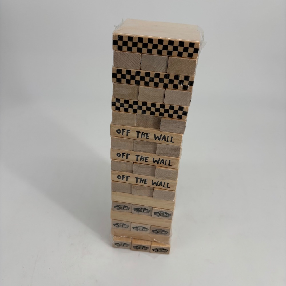 Vans Off The Wall Wooden Tumble Tower Game Checkerboard Logo Blocks New